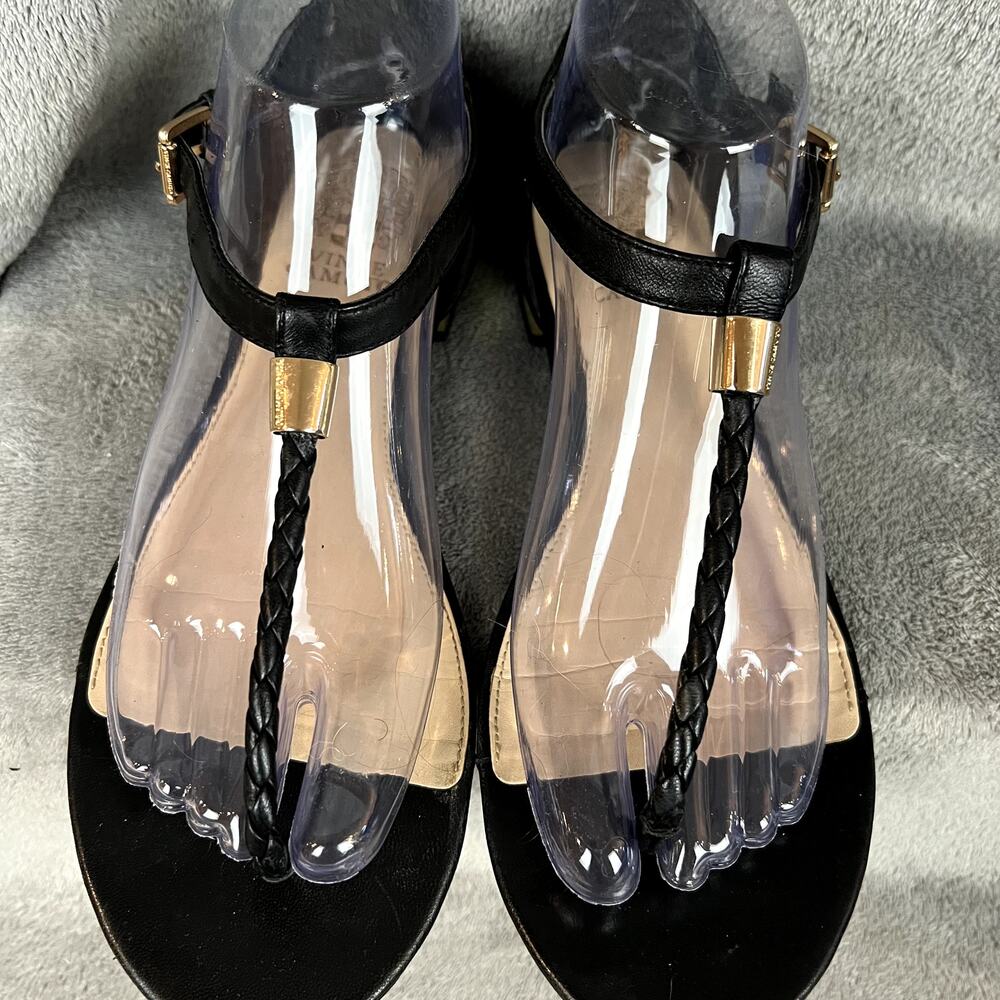 Vince Camuto Thong Flat Sandals Womens 8.5 Black Leather Summer - Picture 4 of 11